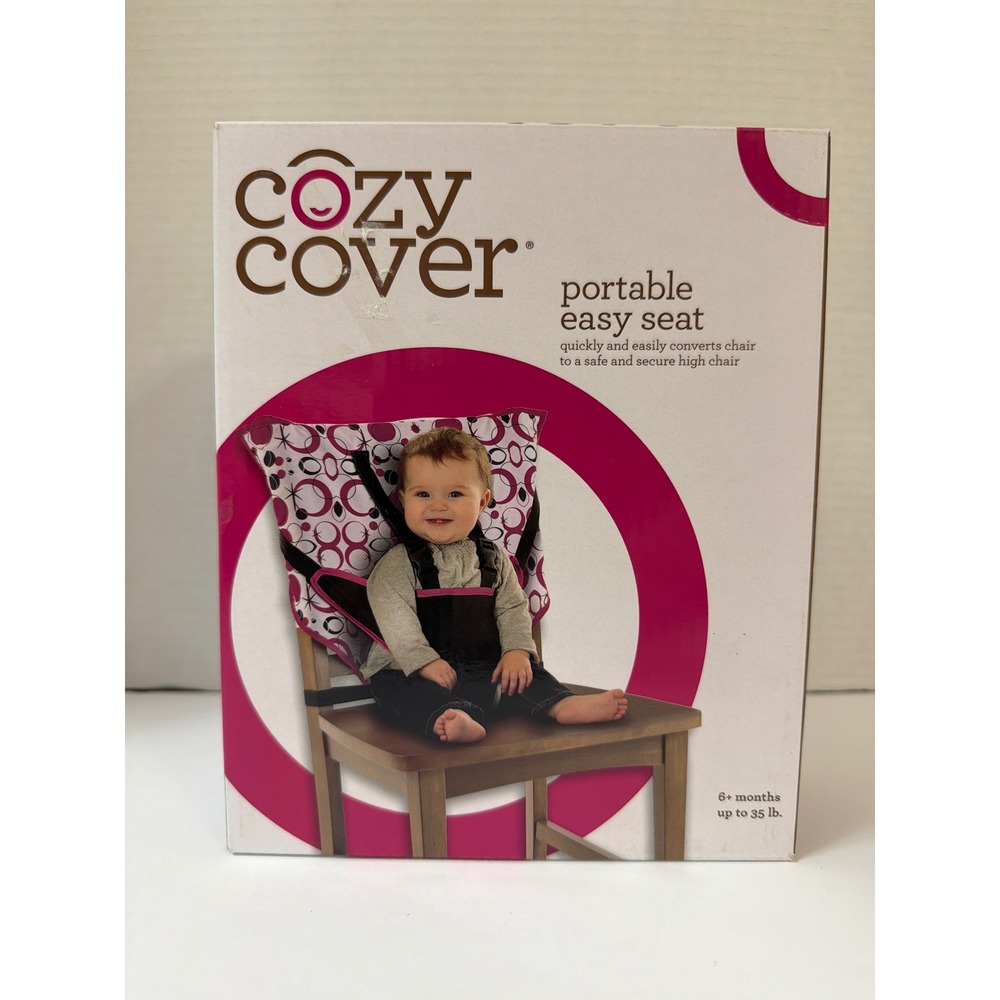 Cozy Cover Portable Easy Seat Travel High Chair Pink Circles 5-Point Harness NEW